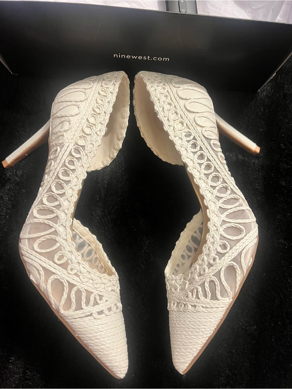 Nine West White Crochet Pointed Pumps - Picture 6 of 12